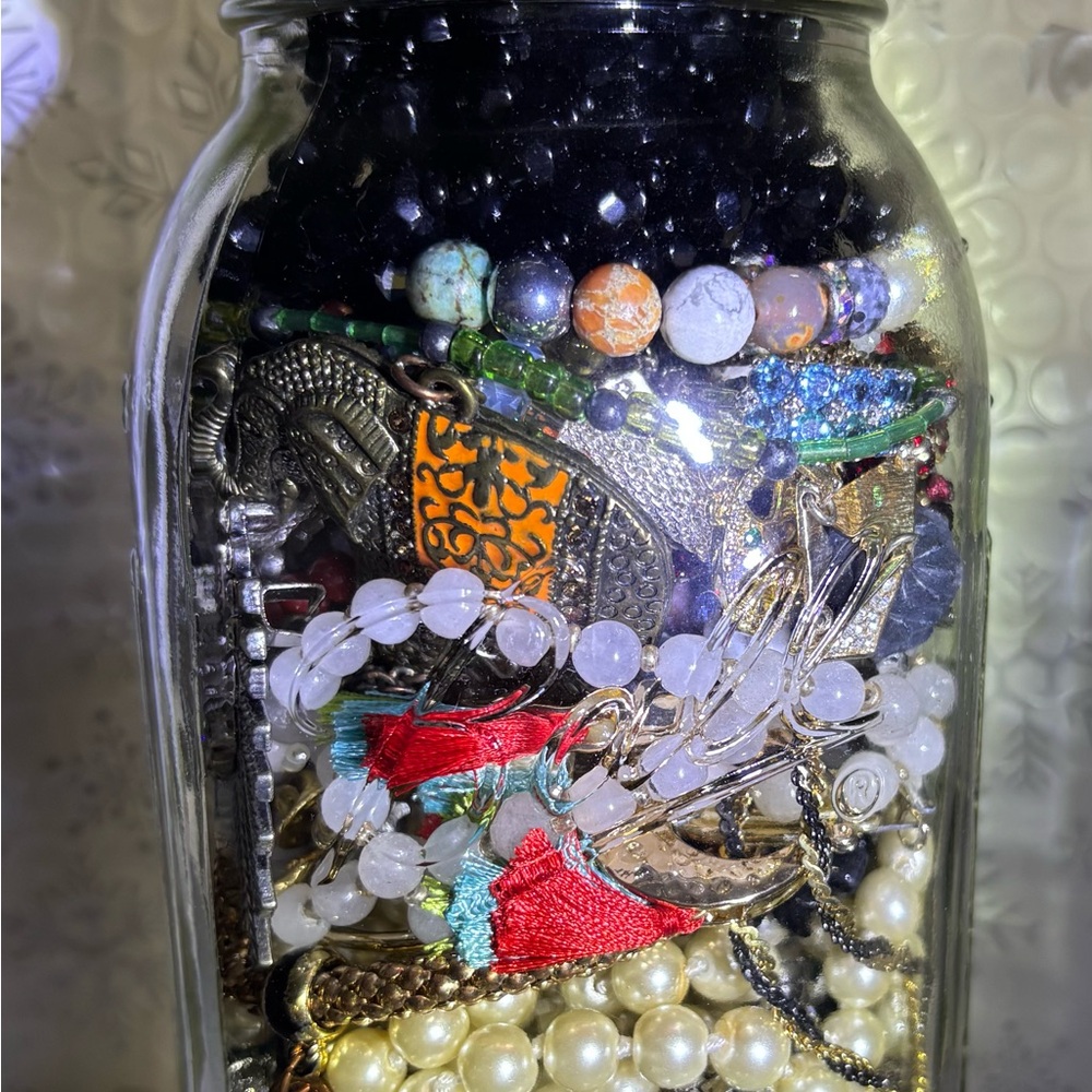 Large Canning Jar Jewelry Jar #1 - Picture 4 of 5